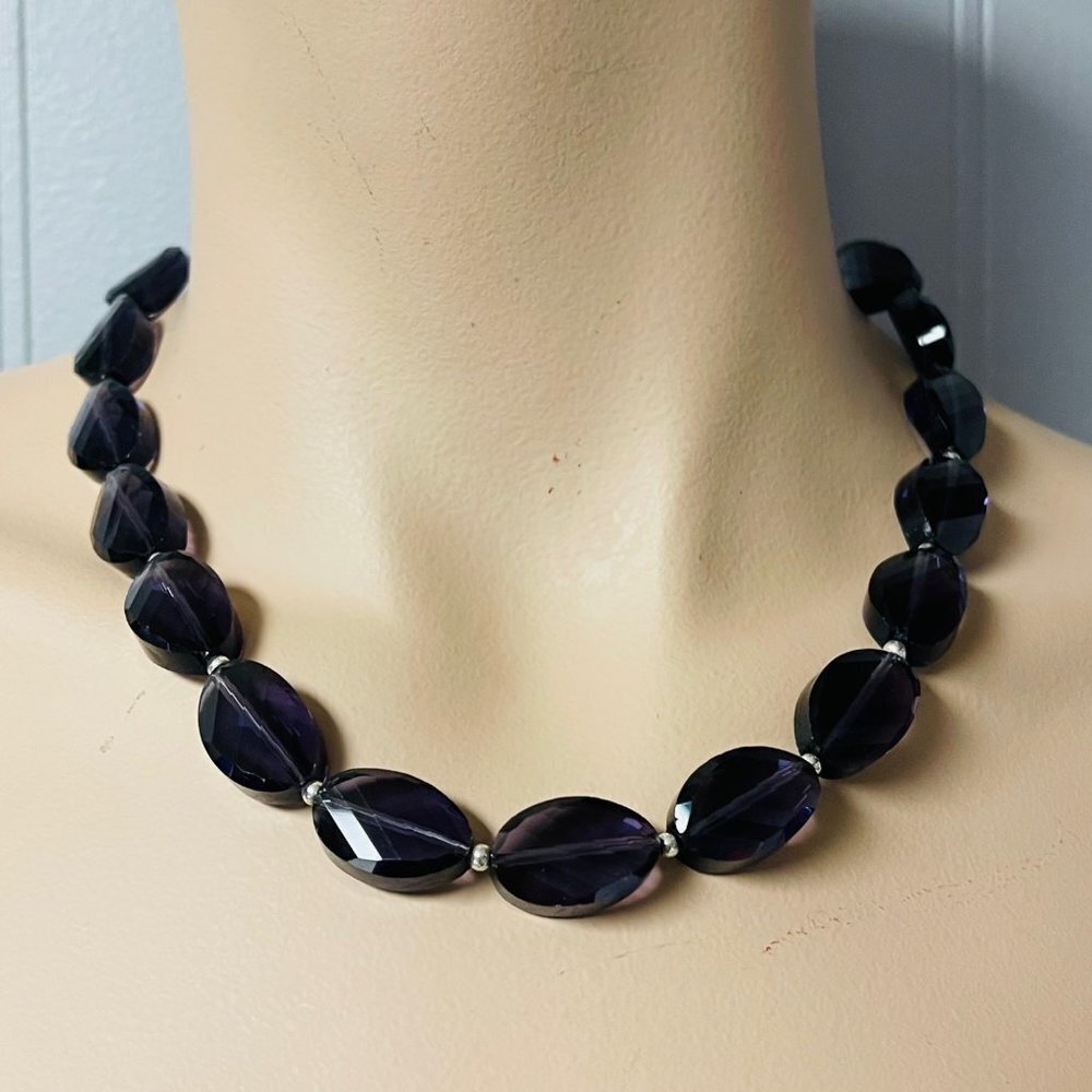 Purple Glass Beads Choker Necklace